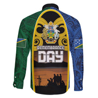 Solomon Islands Remembrance Day Family Matching Off The Shoulder Long Sleeve Dress and Hawaiian Shirt Lest We Forget and Polynesian Tattoo Pattern LT03 - Polynesian Pride