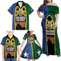 Solomon Islands Remembrance Day Family Matching Off Shoulder Maxi Dress and Hawaiian Shirt Lest We Forget and Polynesian Tattoo Pattern LT03 - Polynesian Pride