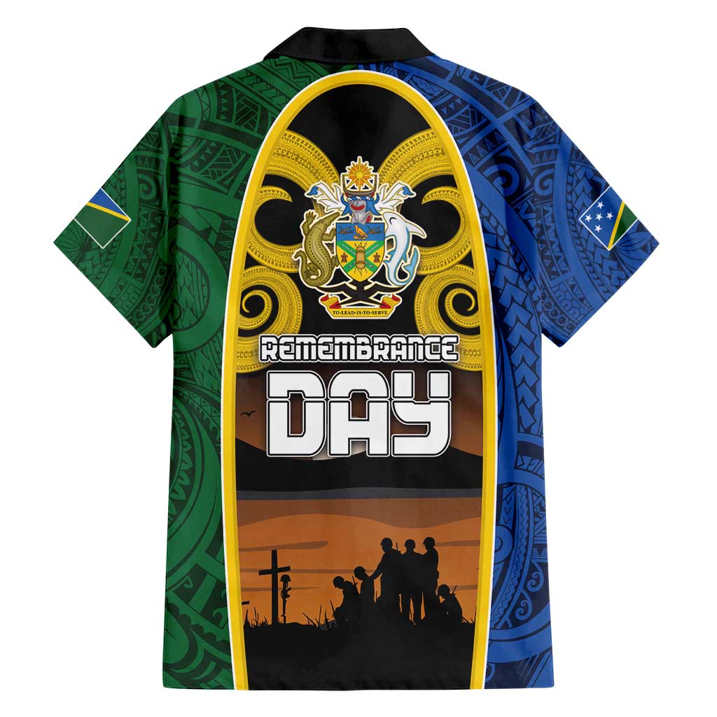 Solomon Islands Remembrance Day Family Matching Off Shoulder Maxi Dress and Hawaiian Shirt Lest We Forget and Polynesian Tattoo Pattern LT03 - Polynesian Pride