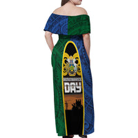 Solomon Islands Remembrance Day Family Matching Off Shoulder Maxi Dress and Hawaiian Shirt Lest We Forget and Polynesian Tattoo Pattern LT03 - Polynesian Pride