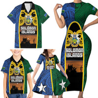 Solomon Islands Remembrance Day Family Matching Short Sleeve Bodycon Dress and Hawaiian Shirt Lest We Forget and Polynesian Tattoo Pattern LT03 - Polynesian Pride