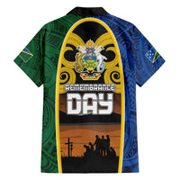 Solomon Islands Remembrance Day Family Matching Short Sleeve Bodycon Dress and Hawaiian Shirt Lest We Forget and Polynesian Tattoo Pattern LT03 - Polynesian Pride