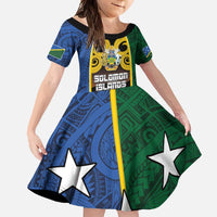 Solomon Islands Remembrance Day Family Matching Summer Maxi Dress and Hawaiian Shirt Lest We Forget and Polynesian Tattoo Pattern LT03 Daughter's Dress Black - Polynesian Pride