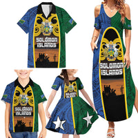 Solomon Islands Remembrance Day Family Matching Summer Maxi Dress and Hawaiian Shirt Lest We Forget and Polynesian Tattoo Pattern LT03 - Polynesian Pride
