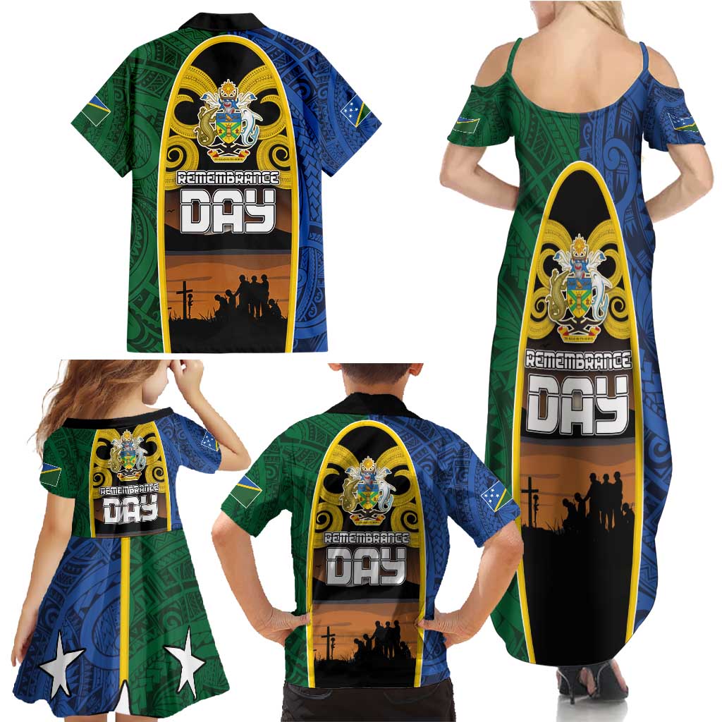 Solomon Islands Remembrance Day Family Matching Summer Maxi Dress and Hawaiian Shirt Lest We Forget and Polynesian Tattoo Pattern LT03 - Polynesian Pride