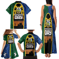 Solomon Islands Remembrance Day Family Matching Tank Maxi Dress and Hawaiian Shirt Lest We Forget and Polynesian Tattoo Pattern LT03 - Polynesian Pride
