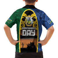 Solomon Islands Remembrance Day Kid Hawaiian Shirt Lest We Forget and Polynesian Tattoo Pattern LT03 - Polynesian Pride
