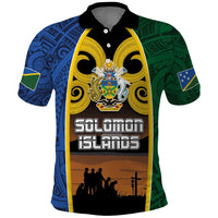 Solomon Islands Remembrance Day Polo Shirt Lest We Forget and Polynesian Tattoo Pattern LT03 Black - Polynesian Pride
