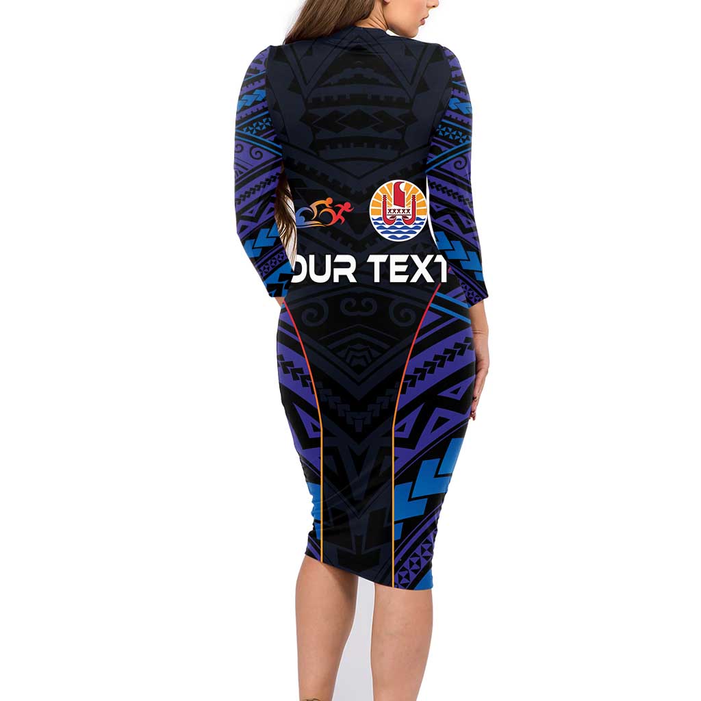 Personalised Tahiti Triathlon Polynesian Pattern Family Matching Long Sleeve Bodycon Dress and Hawaiian Shirt LT03 - Polynesian Pride