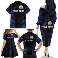 Personalised Tahiti Triathlon Polynesian Pattern Family Matching Off The Shoulder Long Sleeve Dress and Hawaiian Shirt LT03 - Polynesian Pride