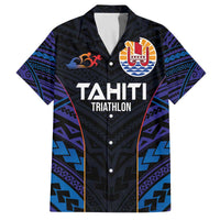 Personalised Tahiti Triathlon Polynesian Pattern Family Matching Off Shoulder Short Dress and Hawaiian Shirt LT03 Dad's Shirt - Short Sleeve Black - Polynesian Pride