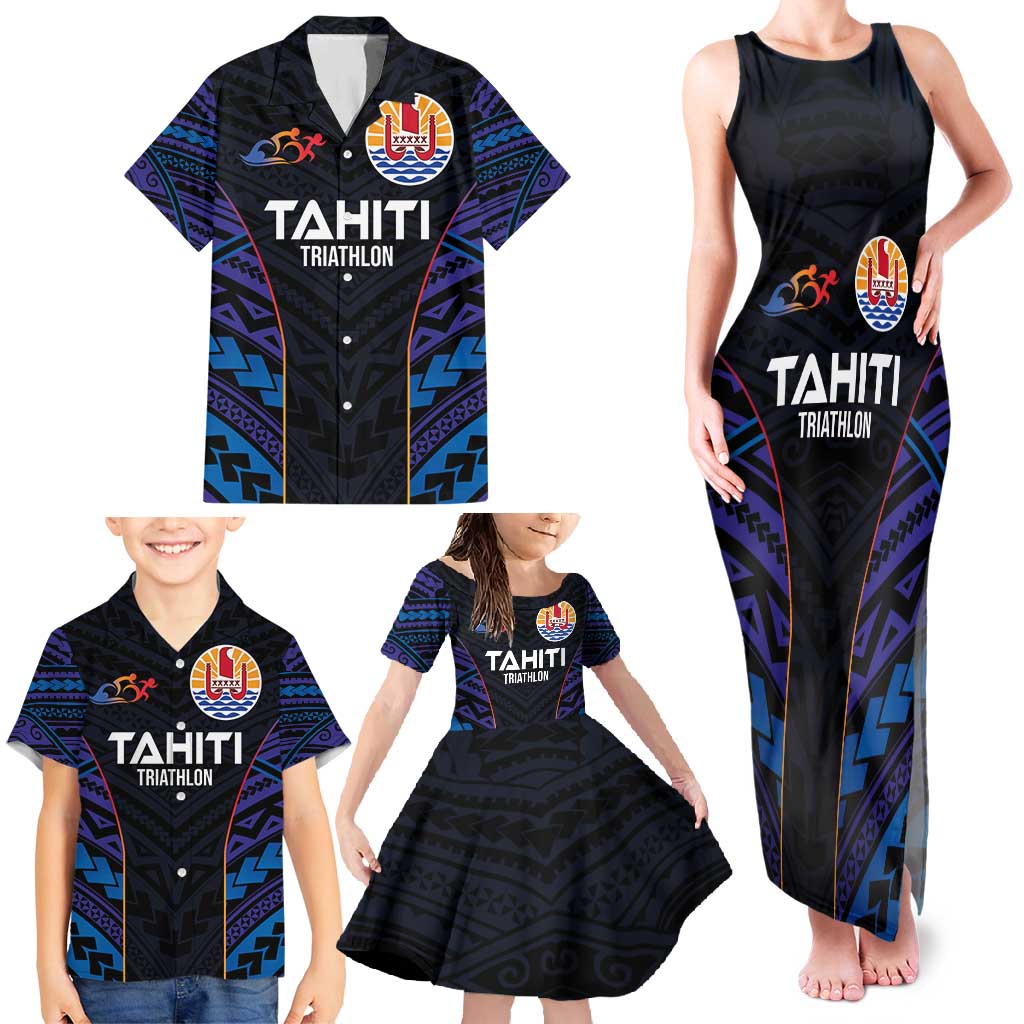 Personalised Tahiti Triathlon Polynesian Pattern Family Matching Tank Maxi Dress and Hawaiian Shirt LT03 - Polynesian Pride