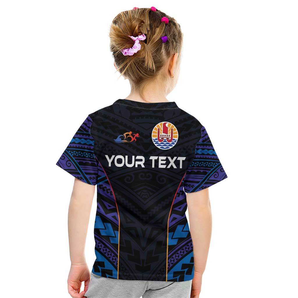 Personalised Tahiti Triathlon Polynesian Pattern Kid T Shirt