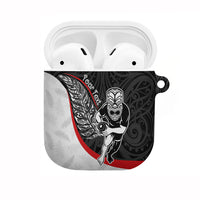 Personalised Aotearoa Lawn Bowls AirPods Case Maori Warrior and Silver Fern Sporty Style LT03 Black - Polynesian Pride