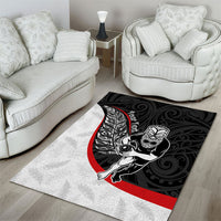 Personalised Aotearoa Lawn Bowls Area Rug Maori Warrior and Silver Fern Sporty Style LT03 - Polynesian Pride