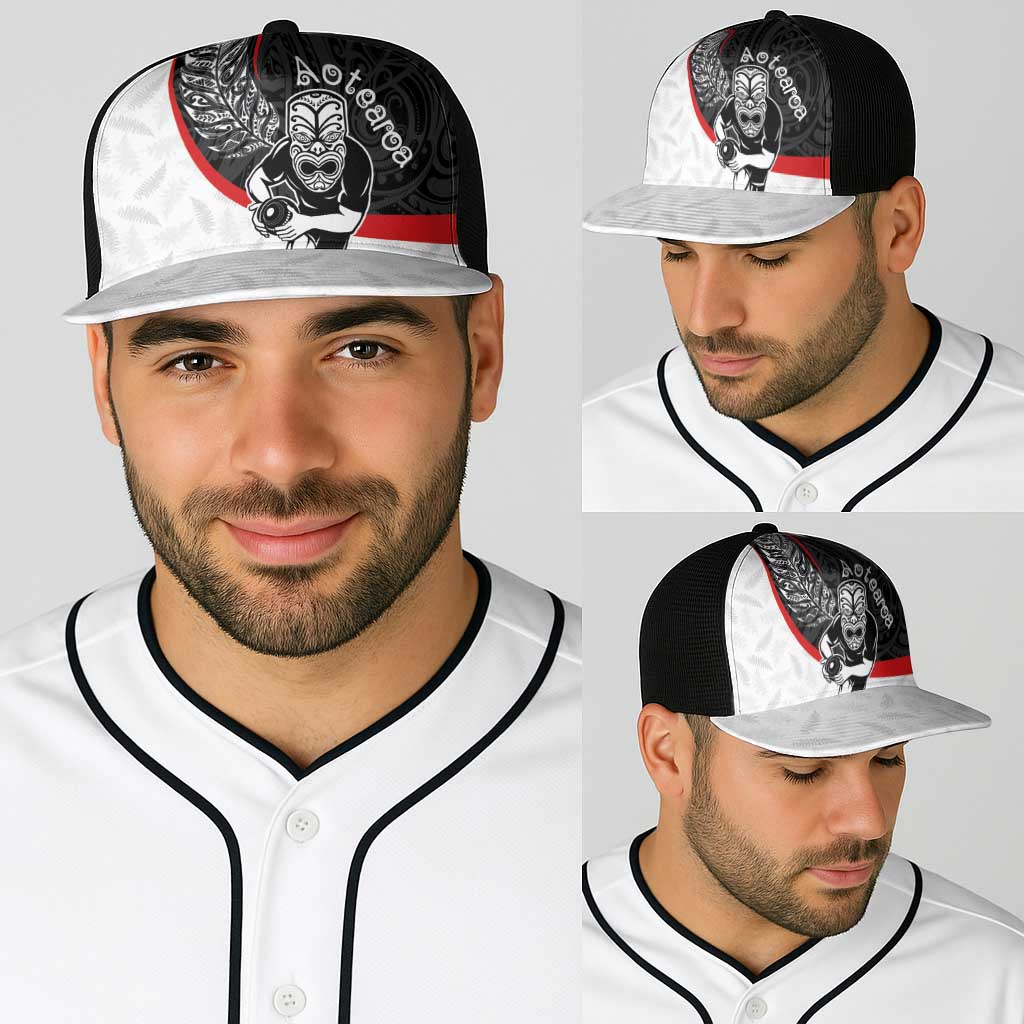 Aotearoa Lawn Bowls Baseball Net Cap Maori Warrior and Silver Fern Sporty Style LT03 - Polynesian Pride