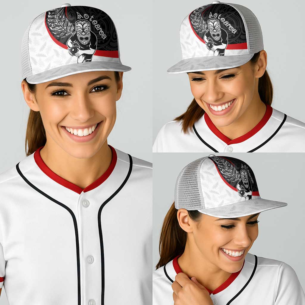 Aotearoa Lawn Bowls Baseball Net Cap Maori Warrior and Silver Fern Sporty Style LT03 - Polynesian Pride