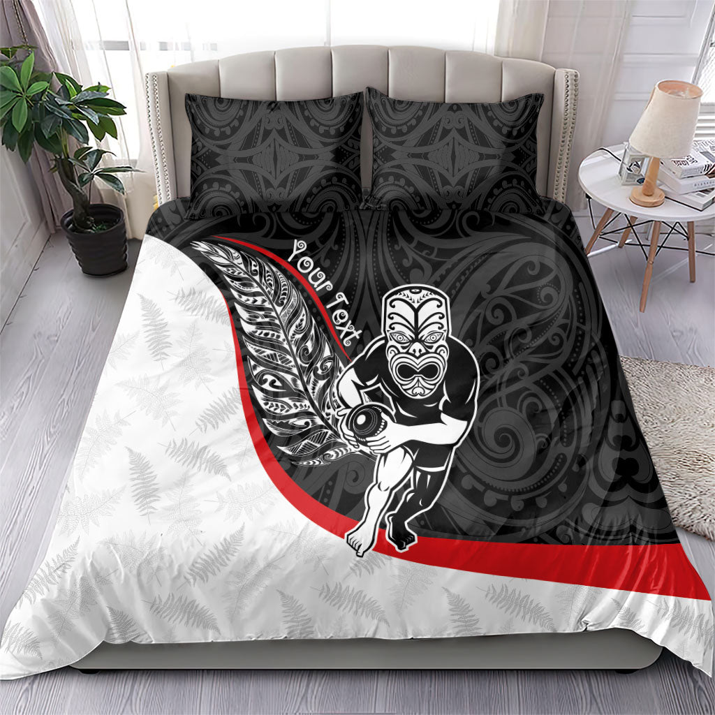Personalised Aotearoa Lawn Bowls Bedding Set Maori Warrior and Silver Fern Sporty Style LT03 - Polynesian Pride
