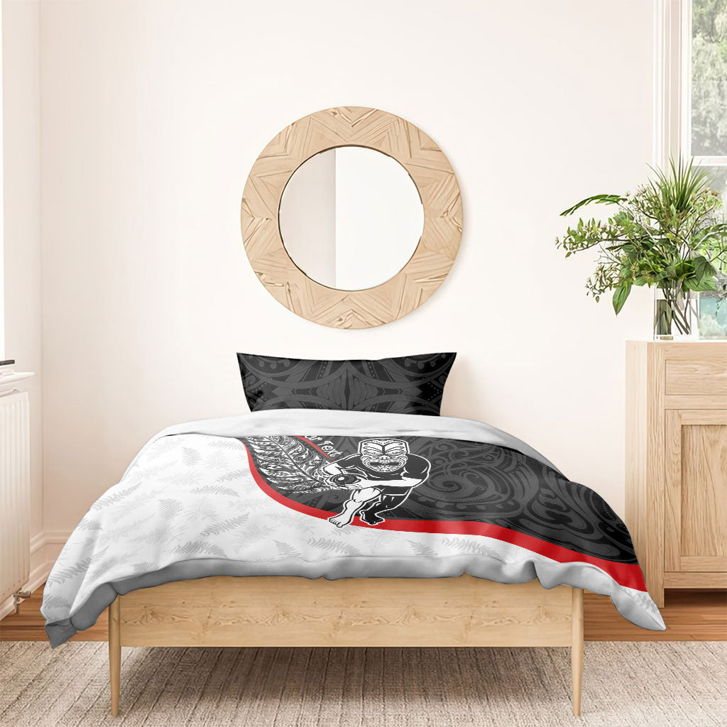 Personalised Aotearoa Lawn Bowls Bedding Set Maori Warrior and Silver Fern Sporty Style LT03 - Polynesian Pride
