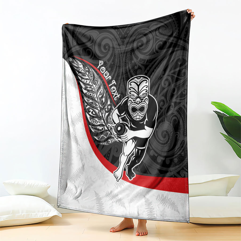Personalised Aotearoa Lawn Bowls Blanket Maori Warrior and Silver Fern Sporty Style LT03 - Polynesian Pride