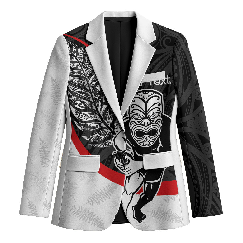 Personalised Aotearoa Lawn Bowls Blazer Maori Warrior and Silver Fern Sporty Style LT03 Unisex Black - Polynesian Pride