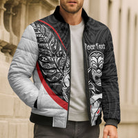 Personalised Aotearoa Lawn Bowls Bomber Puffer Jacket Maori Warrior and Silver Fern Sporty Style LT03 - Polynesian Pride