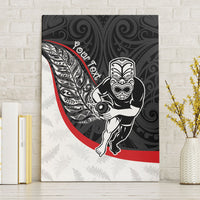 Personalised Aotearoa Lawn Bowls Canvas Wall Art Maori Warrior and Silver Fern Sporty Style LT03 Without Frame Black - Polynesian Pride