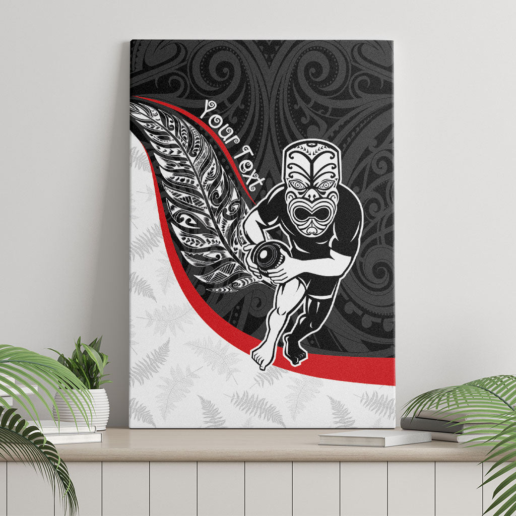 Personalised Aotearoa Lawn Bowls Canvas Wall Art Maori Warrior and Silver Fern Sporty Style LT03 - Polynesian Pride