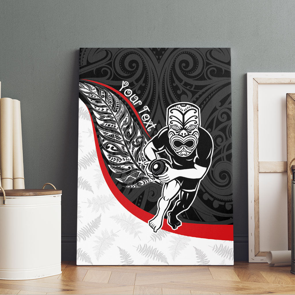Personalised Aotearoa Lawn Bowls Canvas Wall Art Maori Warrior and Silver Fern Sporty Style LT03 - Polynesian Pride