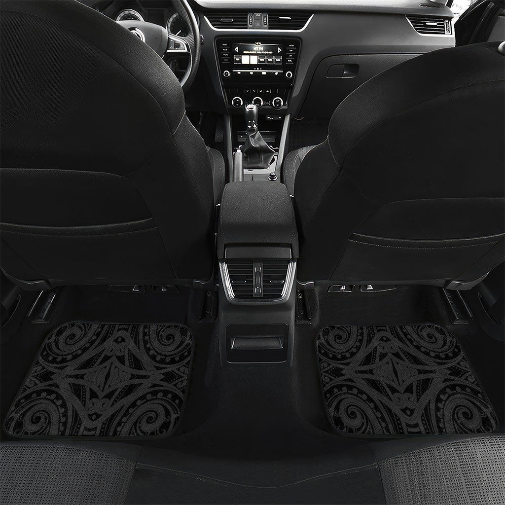 Aotearoa Lawn Bowls Car Mats Maori Warrior and Silver Fern Sporty Style LT03 Set 2pcs - Back Black - Polynesian Pride