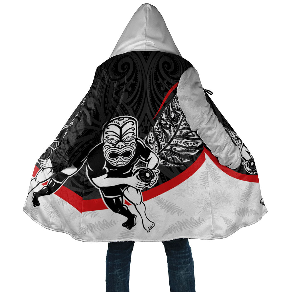 Personalised Aotearoa Lawn Bowls Cloak Maori Warrior and Silver Fern Sporty Style LT03 Unisex Black - Polynesian Pride