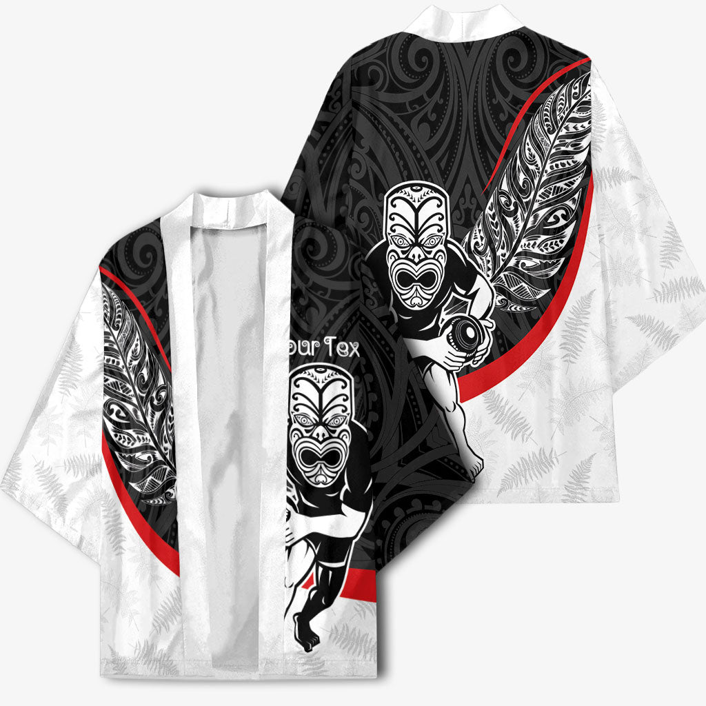 Personalised Aotearoa Lawn Bowls Kimono Maori Warrior and Silver Fern Sporty Style LT03 - Polynesian Pride