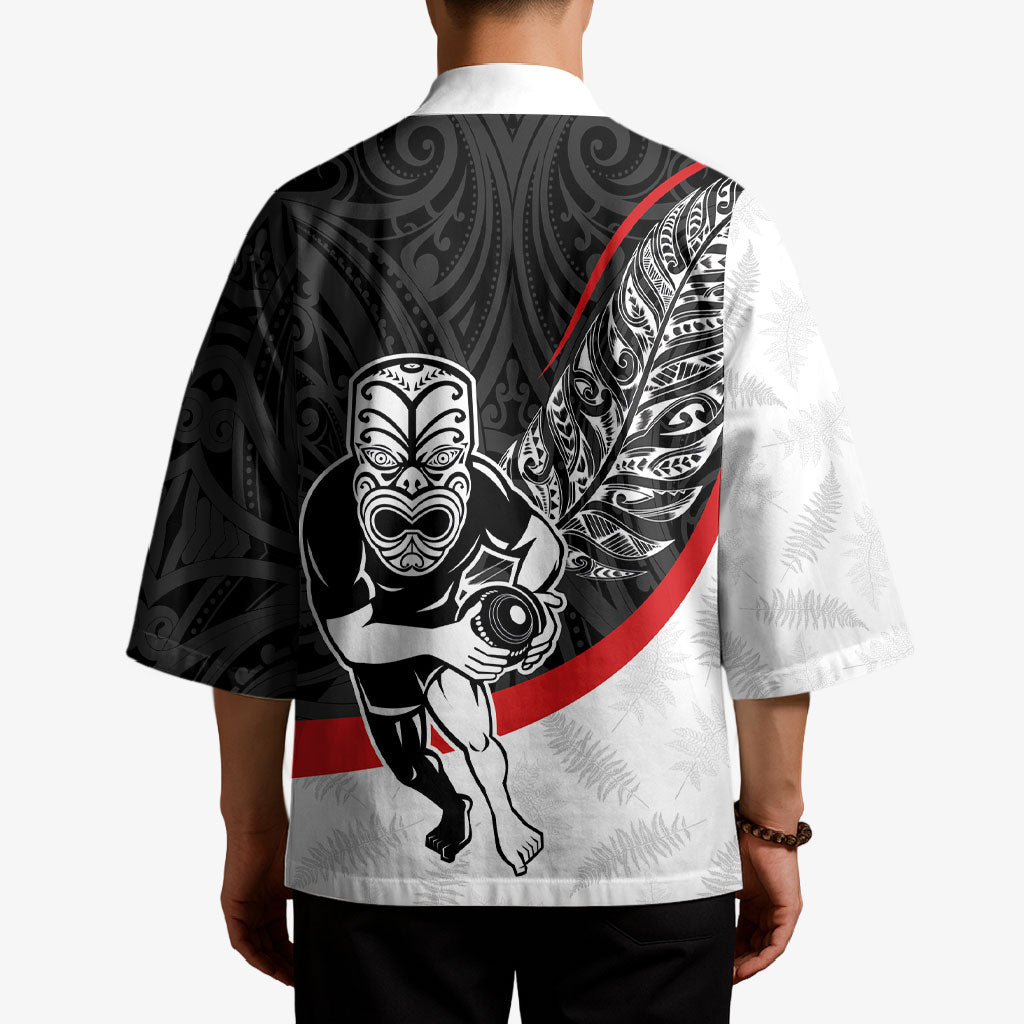 Personalised Aotearoa Lawn Bowls Kimono Maori Warrior and Silver Fern Sporty Style LT03 - Polynesian Pride