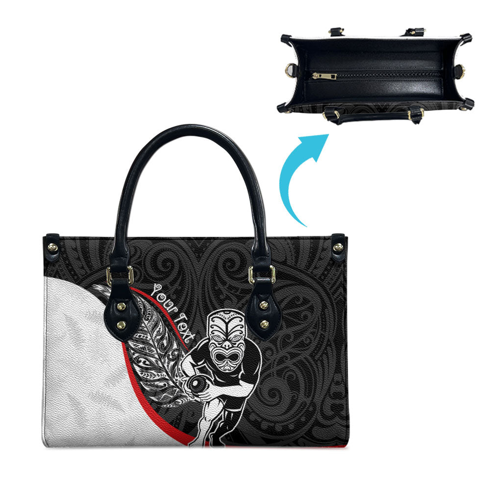 Personalised Aotearoa Lawn Bowls Leather Bag Maori Warrior and Silver Fern Sporty Style LT03 - Polynesian Pride