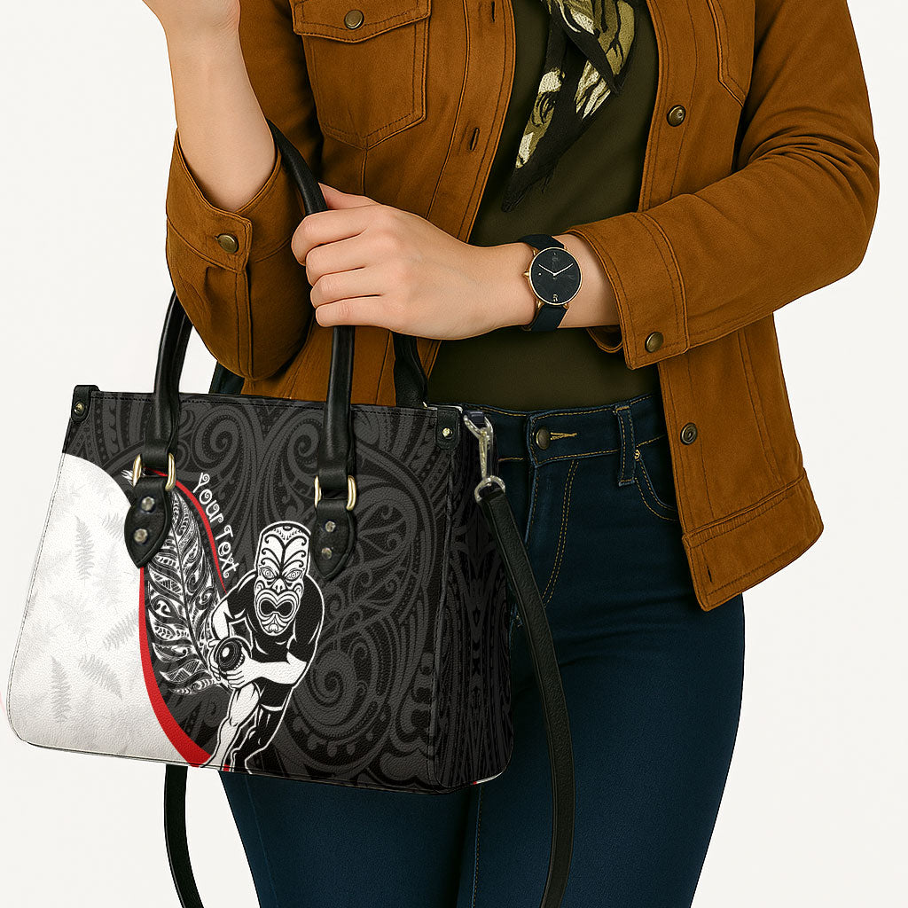 Personalised Aotearoa Lawn Bowls Leather Bag Maori Warrior and Silver Fern Sporty Style LT03 - Polynesian Pride