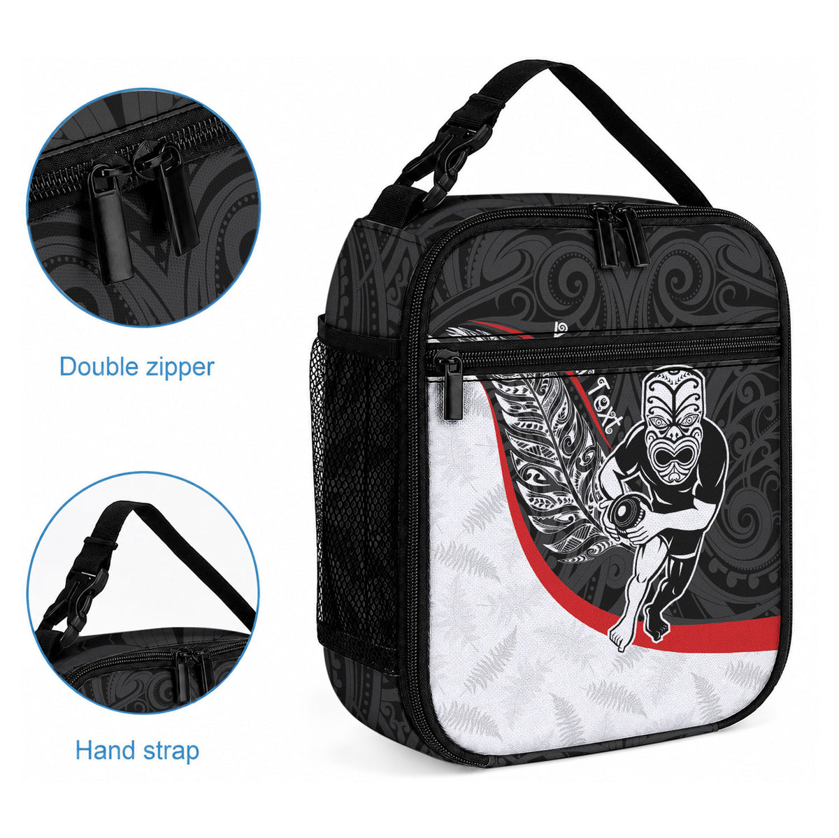 Personalised Aotearoa Lawn Bowls Lunch Bag Maori Warrior and Silver Fern Sporty Style LT03 - Polynesian Pride