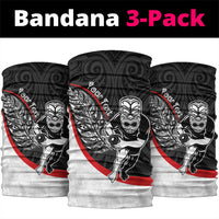 Personalised Aotearoa Lawn Bowls Neck Gaiter Maori Warrior and Silver Fern Sporty Style LT03 package One Size: 25*50cm Black - Polynesian Pride