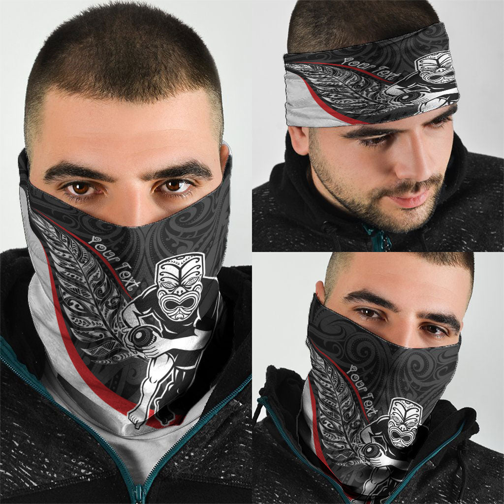Personalised Aotearoa Lawn Bowls Neck Gaiter Maori Warrior and Silver Fern Sporty Style LT03 - Polynesian Pride