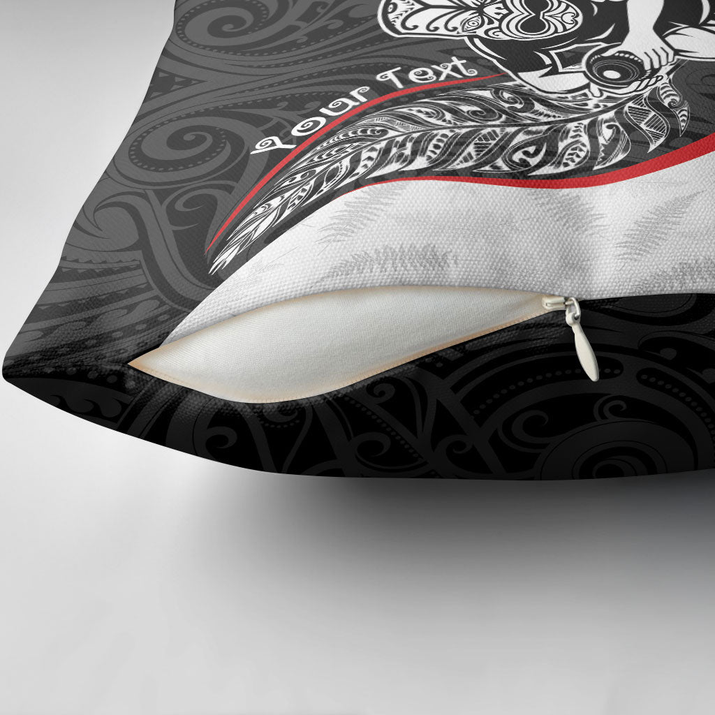 Personalised Aotearoa Lawn Bowls Pillow Cover Maori Warrior and Silver Fern Sporty Style LT03 - Polynesian Pride