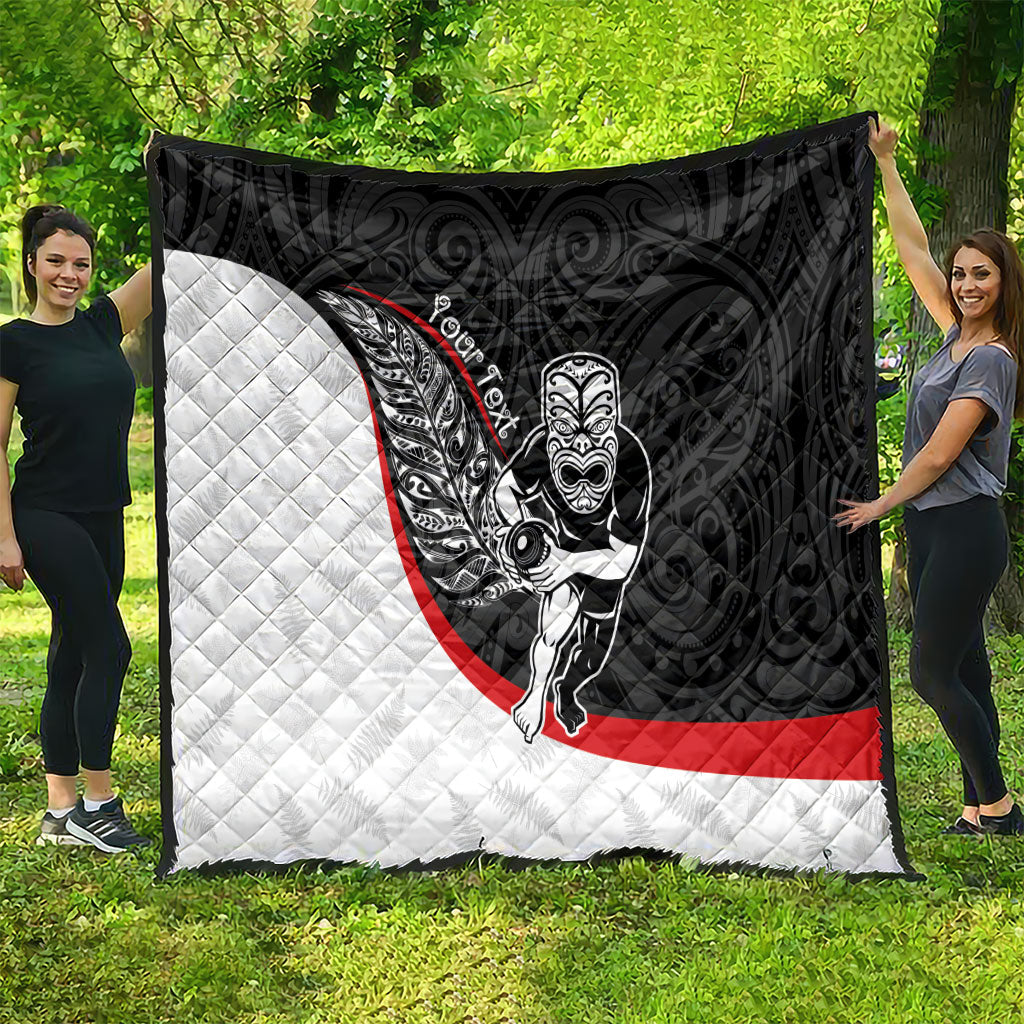 Personalised Aotearoa Lawn Bowls Quilt Maori Warrior and Silver Fern Sporty Style LT03 - Polynesian Pride