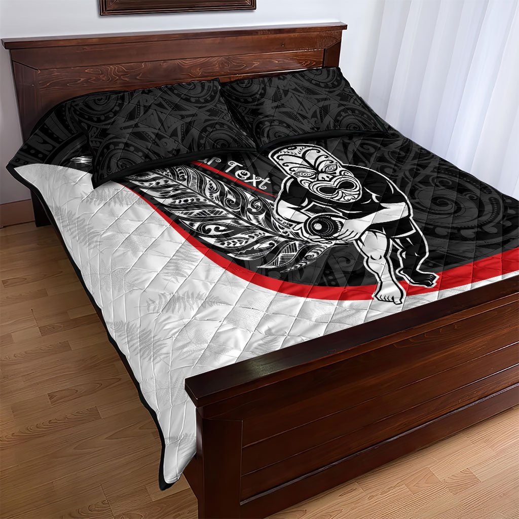 Personalised Aotearoa Lawn Bowls Quilt Bed Set Maori Warrior and Silver Fern Sporty Style LT03 - Polynesian Pride