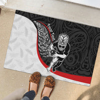 Personalised Aotearoa Lawn Bowls Rubber Doormat Maori Warrior and Silver Fern Sporty Style LT03 - Polynesian Pride