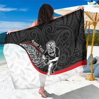 Personalised Aotearoa Lawn Bowls Sarong Maori Warrior and Silver Fern Sporty Style LT03 One Size 44 x 66 inches Black - Polynesian Pride