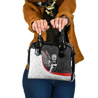 Personalised Aotearoa Lawn Bowls Shoulder Handbag Maori Warrior and Silver Fern Sporty Style LT03 One Size Black - Polynesian Pride