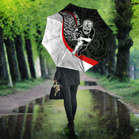 Personalised Aotearoa Lawn Bowls Umbrella Maori Warrior and Silver Fern Sporty Style LT03 - Polynesian Pride
