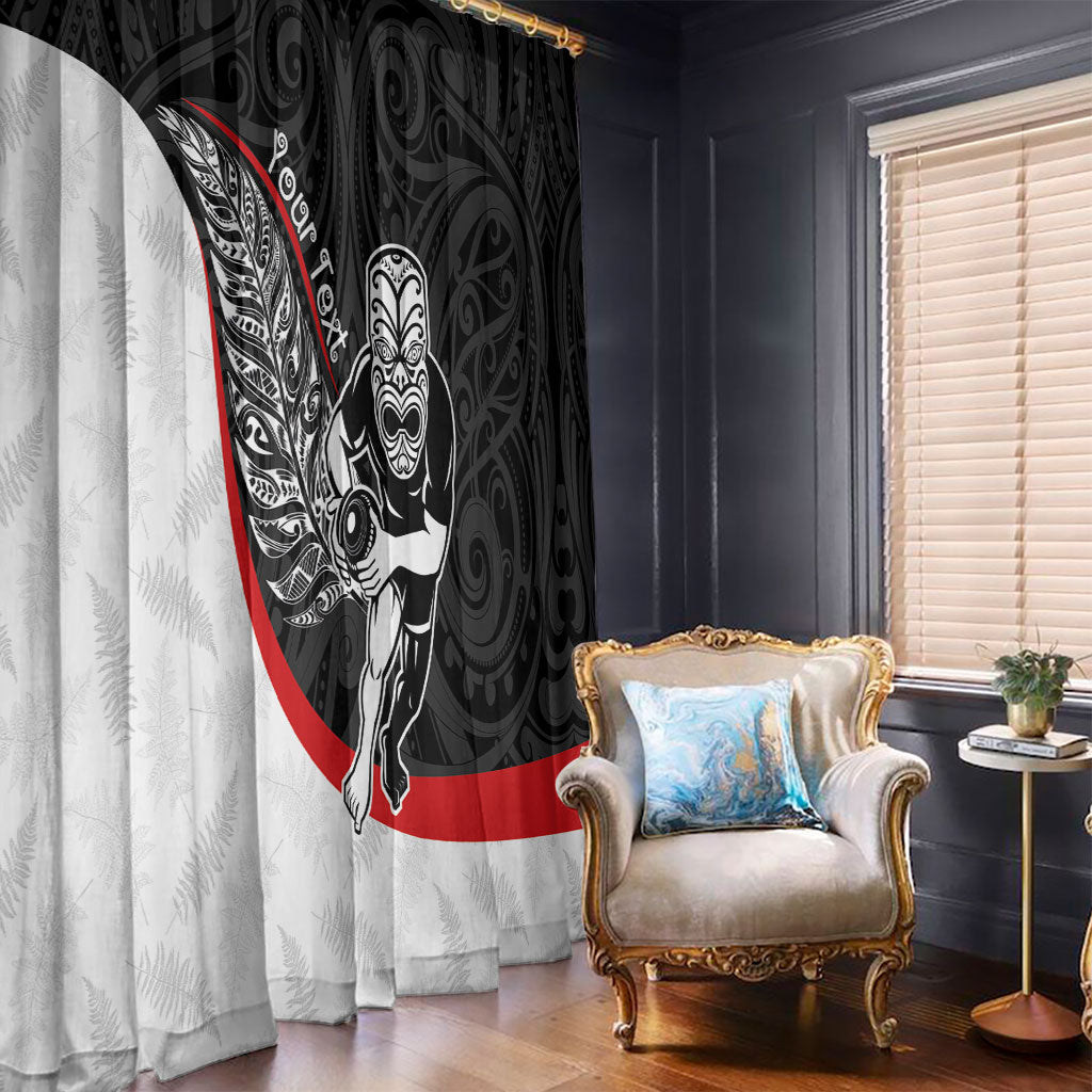 Personalised Aotearoa Lawn Bowls Window Curtain Maori Warrior and Silver Fern Sporty Style LT03 - Polynesian Pride
