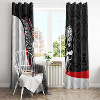 Personalised Aotearoa Lawn Bowls Window Curtain Maori Warrior and Silver Fern Sporty Style LT03 - Polynesian Pride