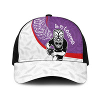 Aotearoa Lawn Bowls Baseball Net Cap Maori Warrior and Silver Fern Sporty Style Purple LT03 One Size Black Purple - Polynesian Pride