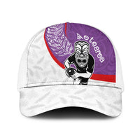 Aotearoa Lawn Bowls Baseball Net Cap Maori Warrior and Silver Fern Sporty Style Purple LT03 One Size White Purple - Polynesian Pride