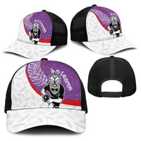 Aotearoa Lawn Bowls Baseball Net Cap Maori Warrior and Silver Fern Sporty Style Purple LT03 - Polynesian Pride
